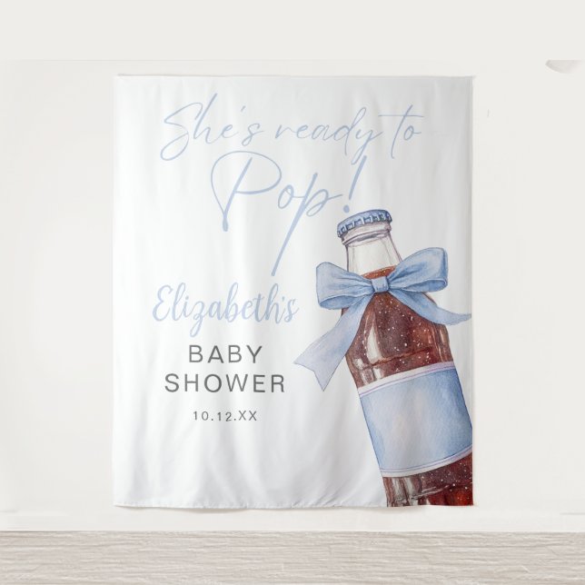 Tenture Ready To Pop Blue Baby Shower Photo Backdrop (Devant)