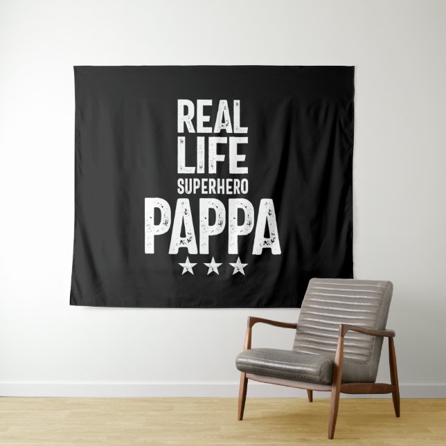 Tenture Real Life Superhero Pappa | Cadeau Père (En situation (horizontale))