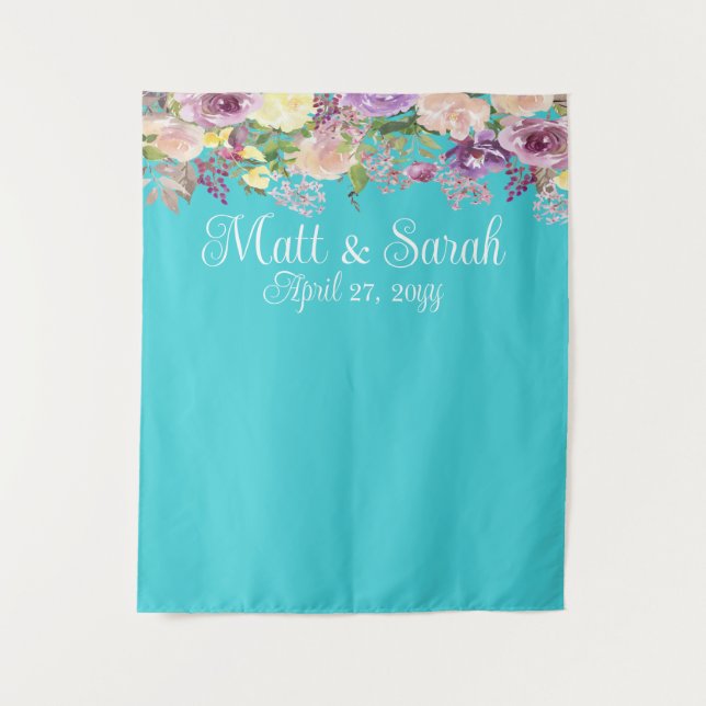 Tenture Réception de mariage bleu turquoise Photo Booth Pr (Devant)