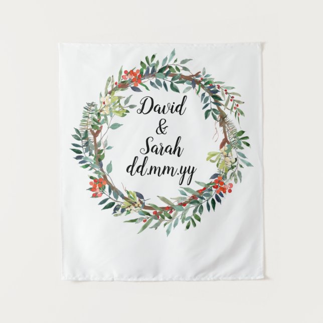 Tenture Réception de mariage de Noël Contexte Photo Booth (Devant)