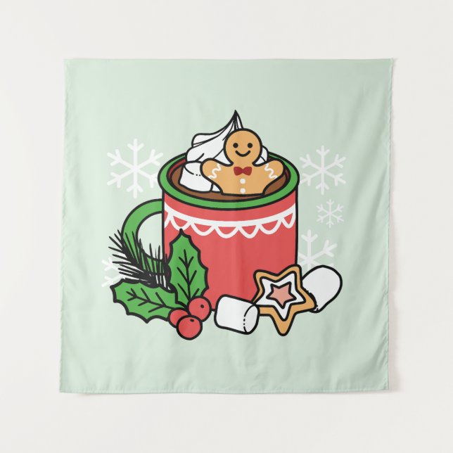 Tenture Réchauffez-vous avec les appels de cacao de neige  (Devant)