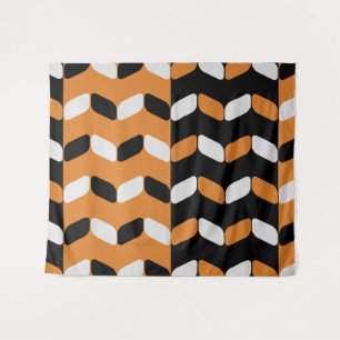 Tenture Rectangles diagonales Orange noir