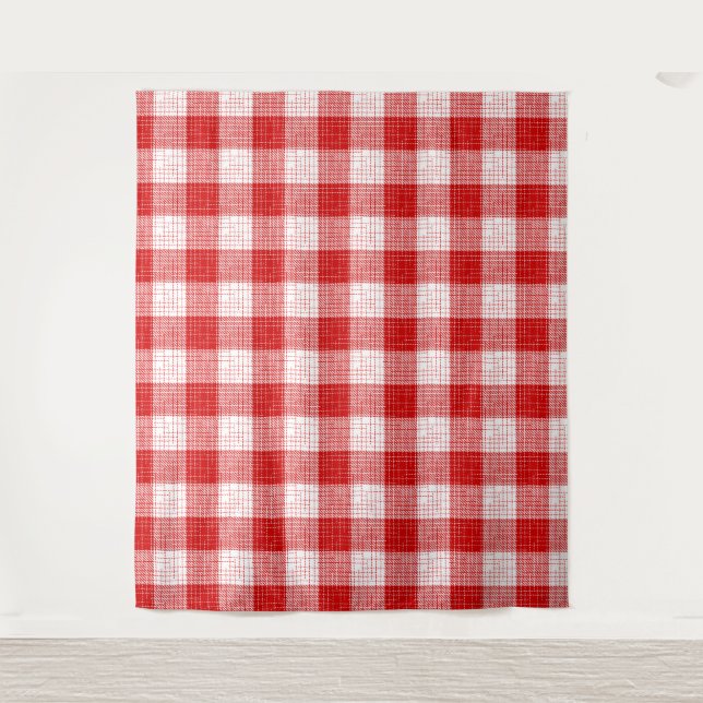 Tenture Red and White Bold Checkered Plaid Design  (Devant)