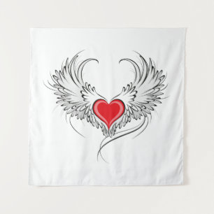 Tenture Red Angel Coeur avec ailes
