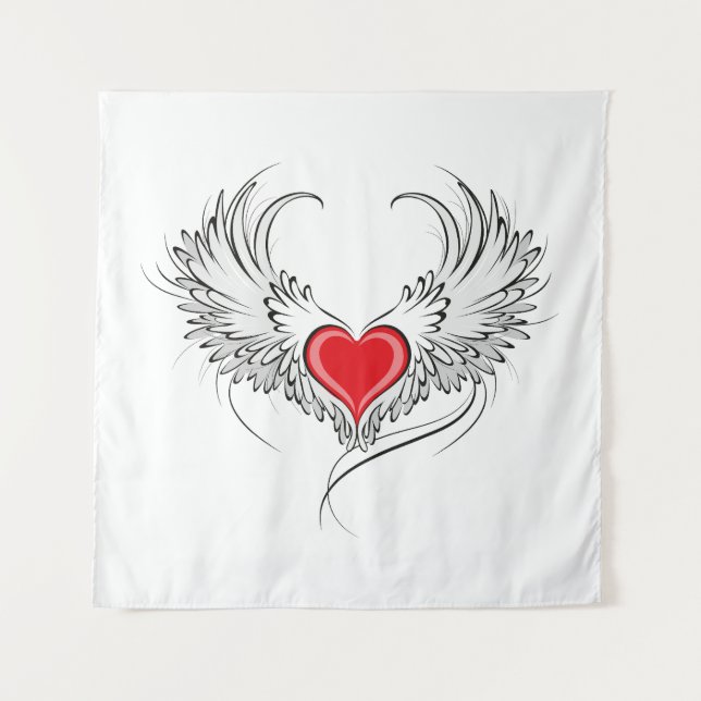 Tenture Red Angel Coeur avec ailes (Devant)