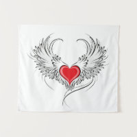 Red Angel Coeur avec ailes
