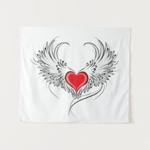 Tenture Red Angel Coeur avec ailes