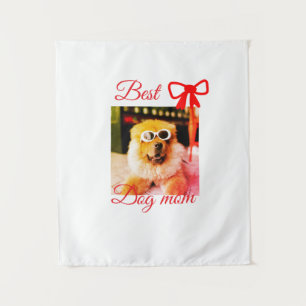 Tenture Red bow best dog maman papa photo chien/animal nom