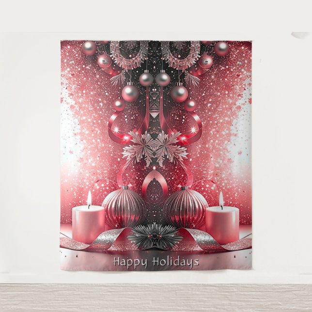 Tenture Red Candles Decorative Holiday Backdrop (Devant)