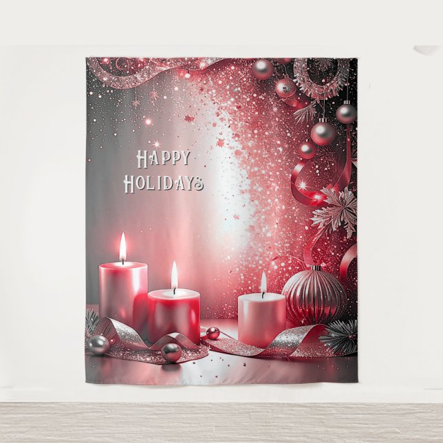Tenture Red Candles Decorative Holiday Backdrop (Devant)