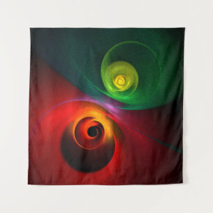 Tenture Red Green Yin Yang Moderne Motif d'art Abstrait #2