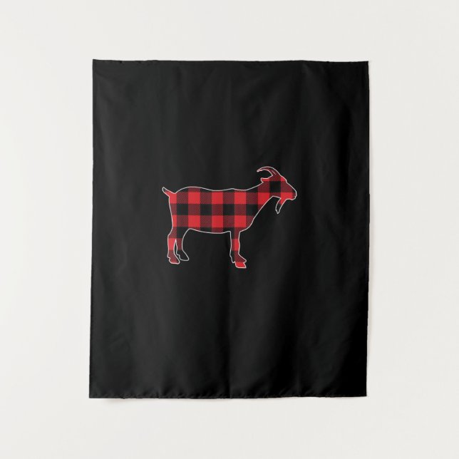 Tenture Red Plaid Goat Santa Christmas (Devant)