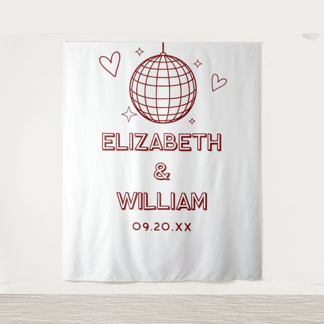 Tenture Red Retro Super Disco Ball Mariage Photo fond (Devant)