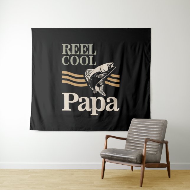 Tenture Reel Cool Papa - Cadeaux père et grand-père (En situation (horizontale))