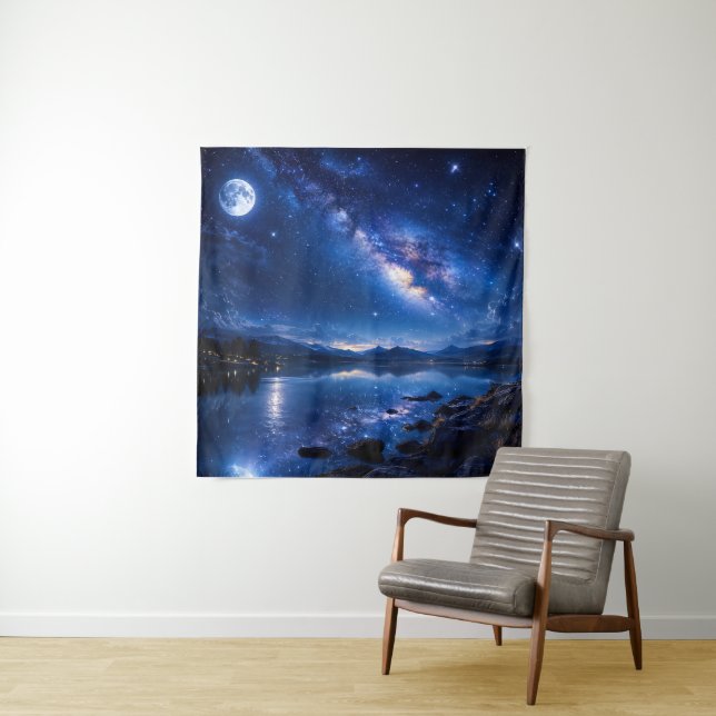 Tenture Reflet de la Voie lactée au clair de lune — Paysag (En situation)