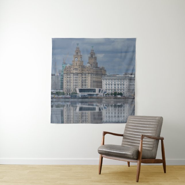 Tenture Réflexion Liverpool Skyline (En situation)