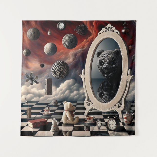 Tenture Réflexion sinistre de l'ours en peluche (Devant)