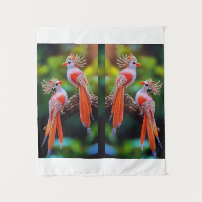 Tenture Regal Jewel Crested Birds - Ornate Imaginaire Art (Devant)