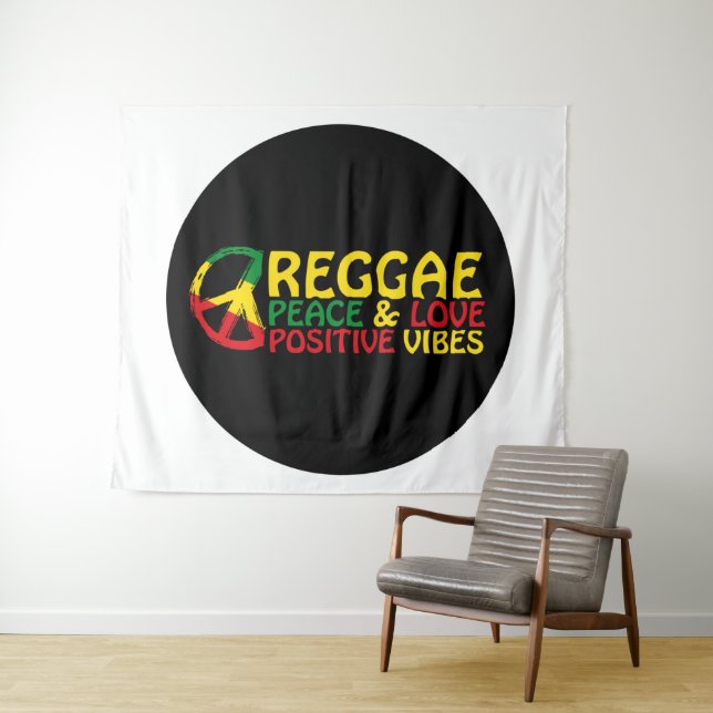 Tenture Reggae Musique avec citations positives (En situation (horizontale))