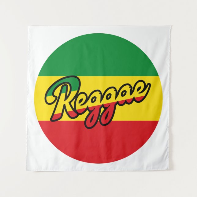 Tenture Reggae Musique avec couleurs du drapeau reggae (Devant)