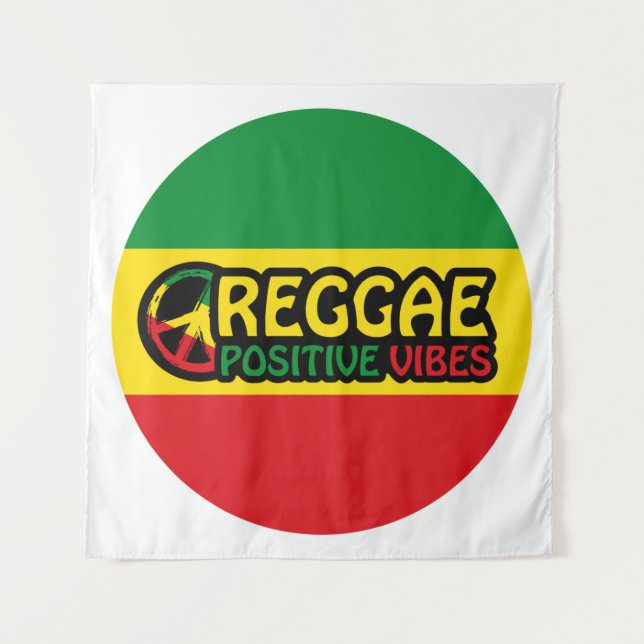 Tenture Reggae Musique avec des vibes positives et drapeau (Devant)