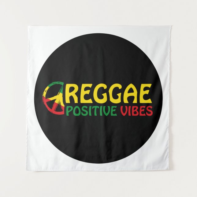 Tenture Reggae Musique avec des vibes positives et drapeau (Devant)