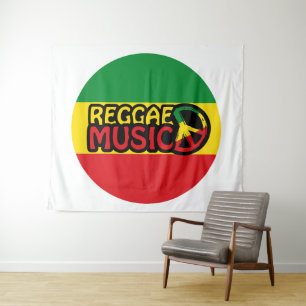 Tenture Reggae Musique, reggae art avec symbole de paix