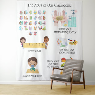 Tenture Règles de classe d'apprentissage éducatif Covid