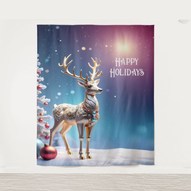 Tenture Reindeer Jewels Holiday Backdrop (Devant)