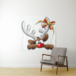 Tenture Reindeer Puzzled drôle Caractère de Noël