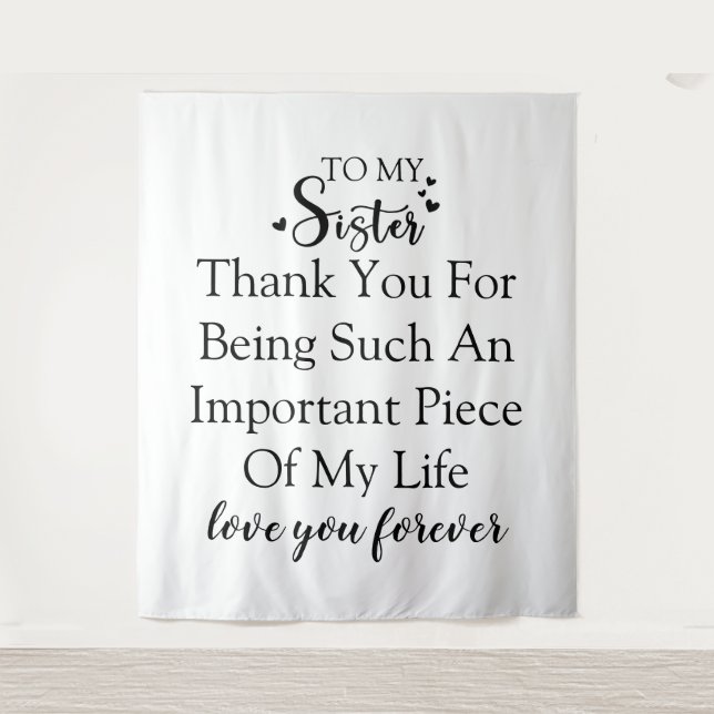 Tenture Remerciement à ma sœur pour être dans ma vie (Devant)