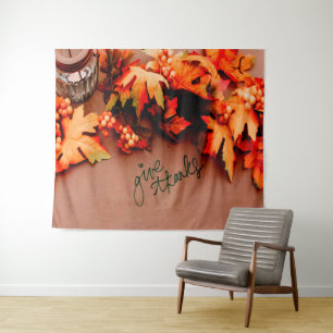 Tenture Remerciez avec des feuilles d'automne Thanksgiving