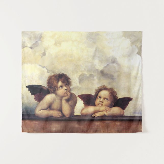 Tenture RENAISSANCE ANGELS Raffaello Sanzio, Cherubs ailés (Devant (Horizontal))