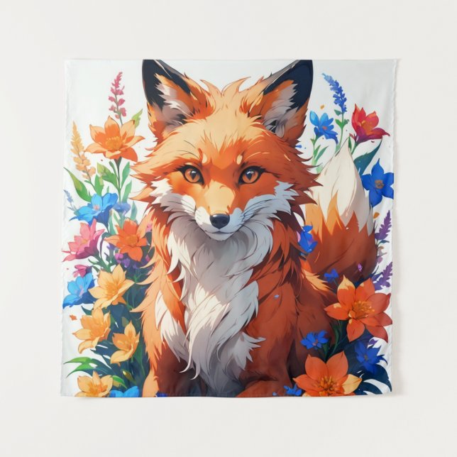 Tenture Renard à fleurs (Devant)