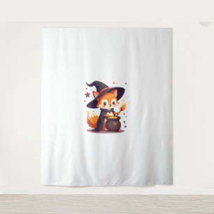 Tenture Renard de sorcière mignonne - Animal d'Halloween m