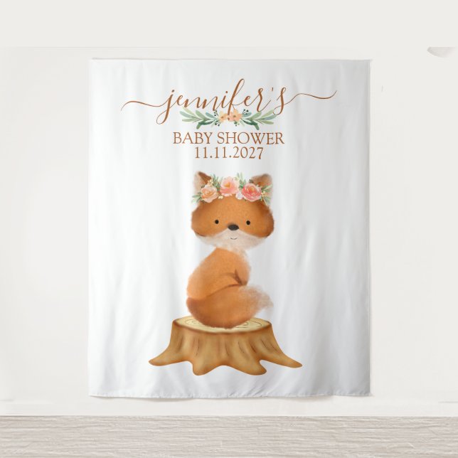 Tenture Renard faunique sur fond de fleurs (Devant)