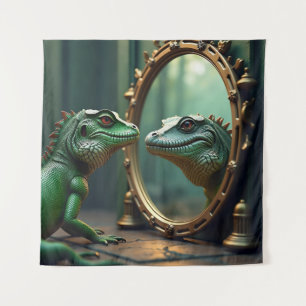 Tenture Rencontre avec miroir de lézard et crocodile