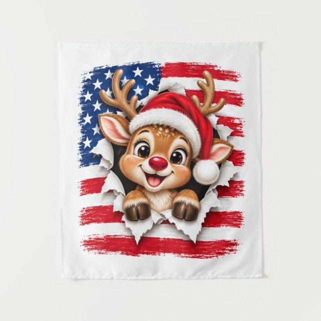 Tenture Rennes de Noël américains (Devant)