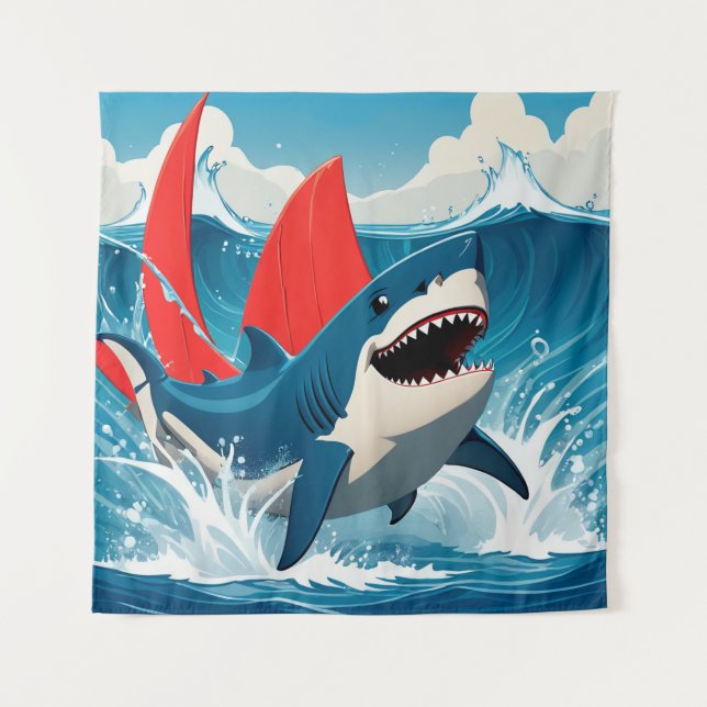 Tenture Requin dans l'océan  (Devant)