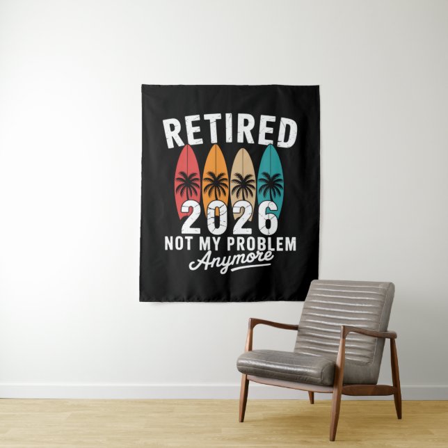 Tenture Retraité 2026 Plus Mon Problème Hawaï Palmier    (En situation)