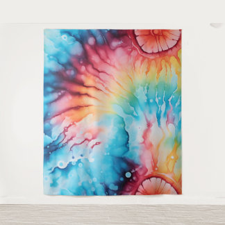 Tenture Retro 1960 Rainbow Tie Dye Style Tapestry