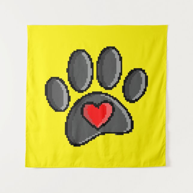 Tenture Retro 80s Vidéo Jeu 8 bits Pixel Art Chien Emprein (Devant)