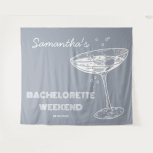 Tenture Retro Bachelorette Party Backdrop Blue Cocktail