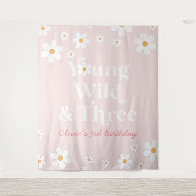 Tenture Retro Daisy Young Wild et Trois Anniversaire (Devant)