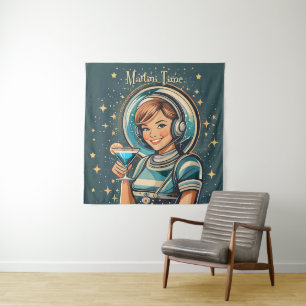 Tenture Rétro Futuriste Astro Fille Martini Time
