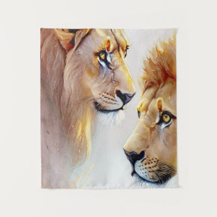 Tenture Retro Lions Art - Art classique de mur de la faune