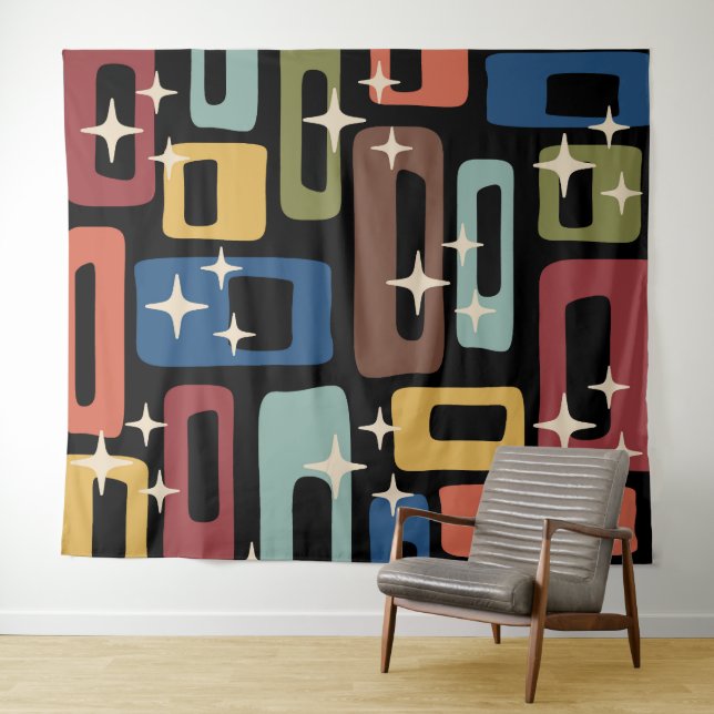 Tenture Retro Mid-Century Moderne Abstrait (En situation (horizontale))