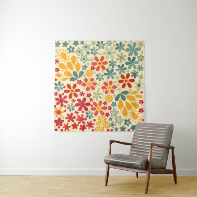 Tenture Retro. Motifs floraux (En situation)