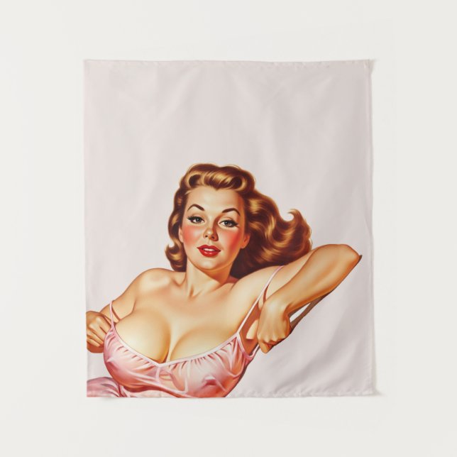 Tenture Retro Old School Pin-up girl Art (Devant)