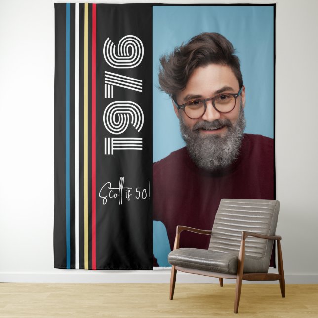 Tenture Retro Stripe Vintage 1976 50e anniversaire Photo (En situation)